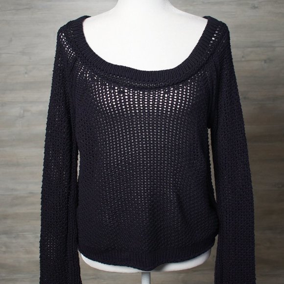 Free People Navy Crochet Sweater Small - Picture 2 of 8